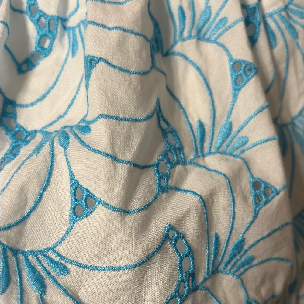 🎠Lilly Pulitzer Embroidered Fabric Addilyn one shoulder eyelet Pom Pom dress S - Picture 9 of 12